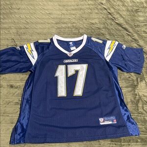 Reebok Blue and White Chargers Jersey